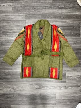 Hidden NY Mohair x Needles Robe Green Red XL New